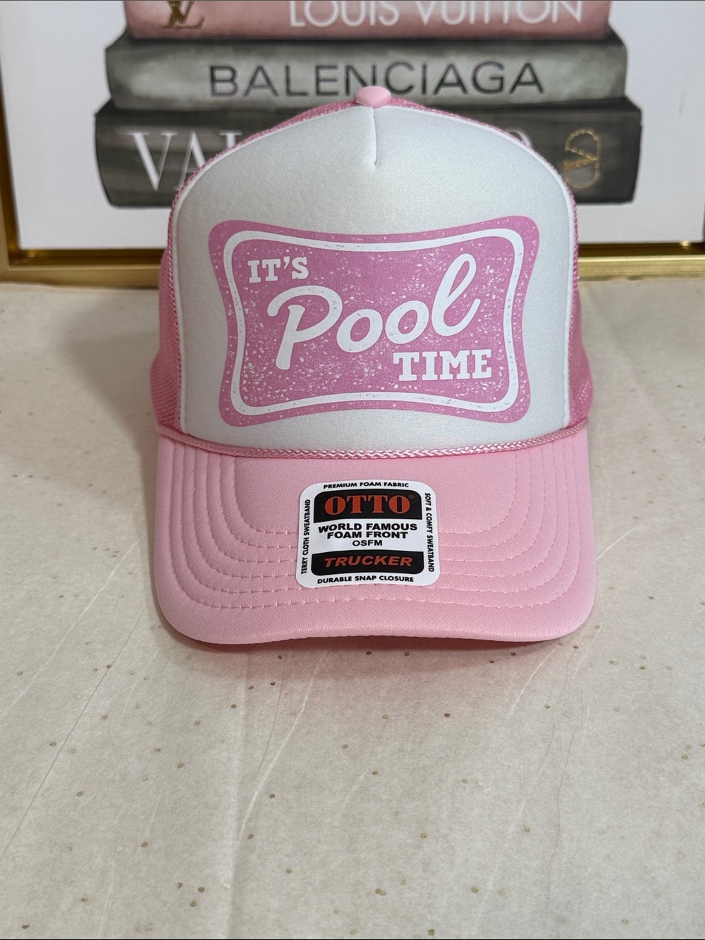 OTTO Pink & White 'It's Pool Time' Trucker Hat